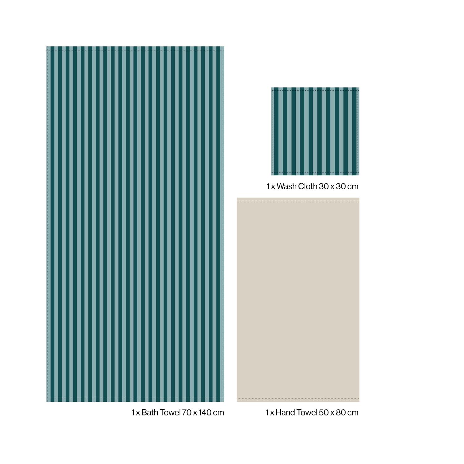 3 stk håndklæde sampak - Moonbeam/Sea Foam & Deep Teal